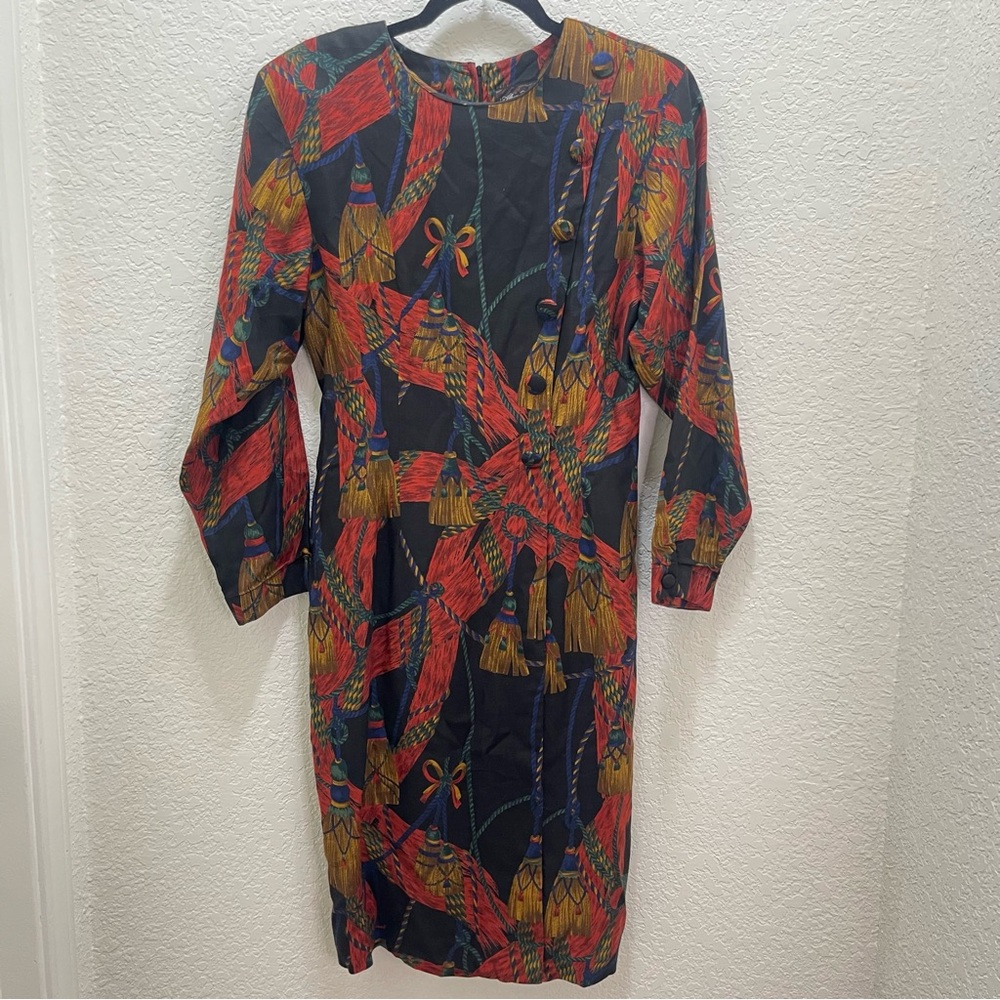 Alexander Campbell Vintage Tassel Print Dress vintage size 6‎ golden girls vibes
